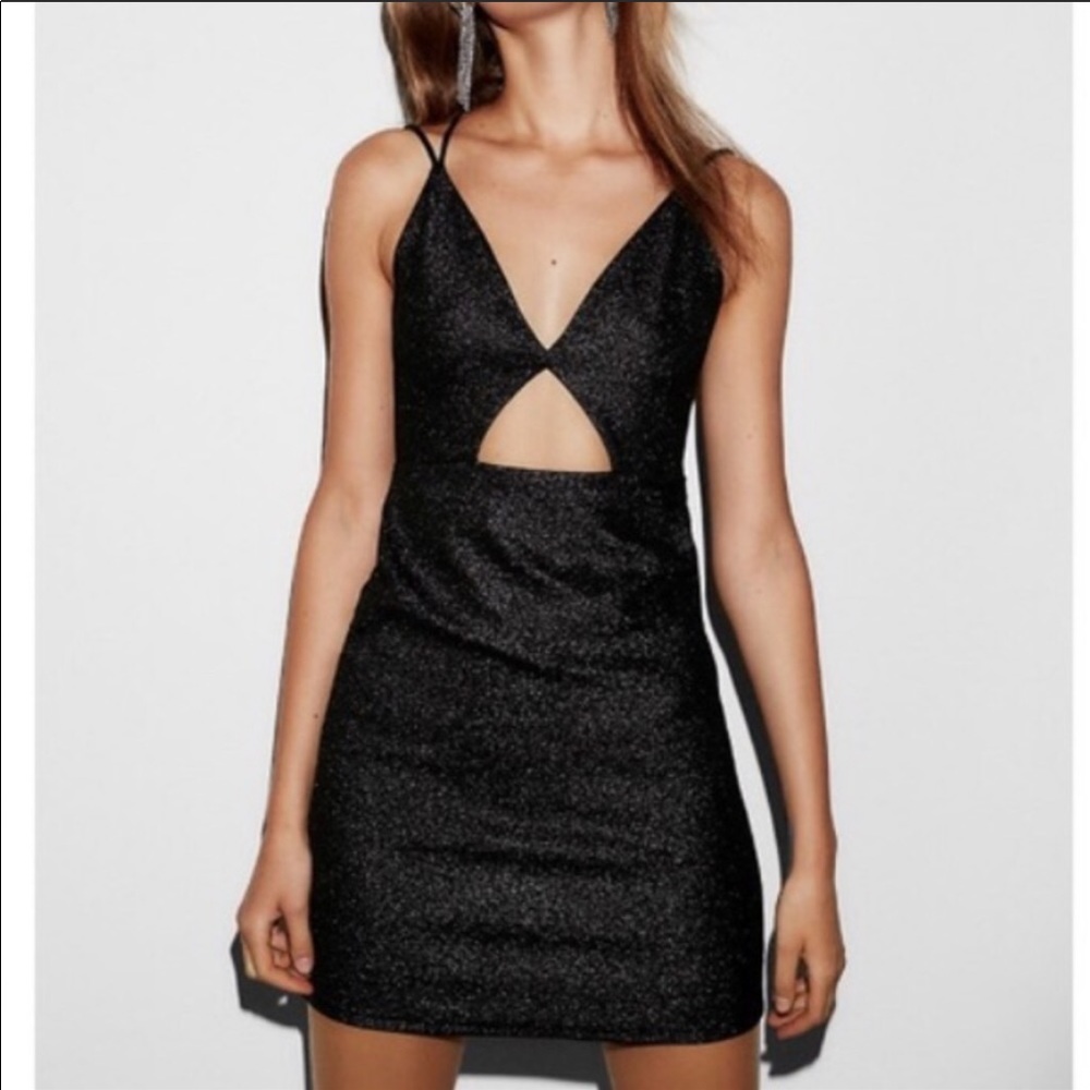 Express METALLIC CUT-OUT MINI SHEATH DRESS